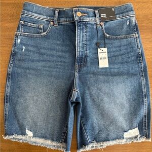 Express High Rise Bermuda Denim Shorts